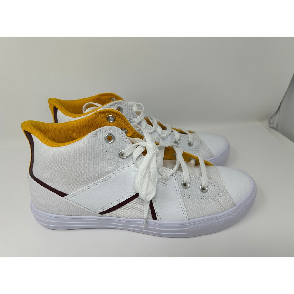 Converse Chuck Taylor All Star High Top Sneakers White Yellow Burgundy Mens 10.5